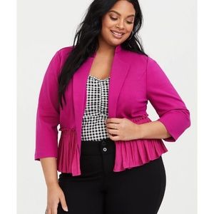 Torrid Pink Peplum Open Front Blazer Jacket